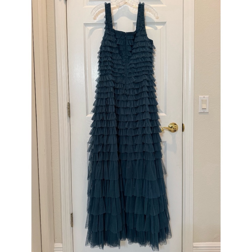 Mac Duggal 8046 Teal Sleeveless Ruffle Layered Gown Size 8 NWT - Picture 9 of 15